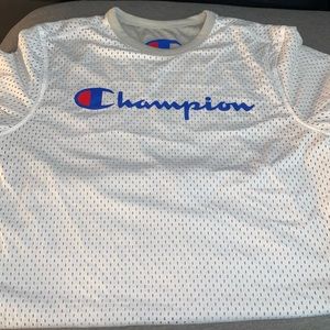 Men’s Large Champion White jersey/Grey Tshirt
